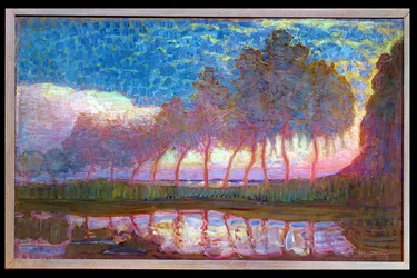 Row of Eleven Poplars in Red, Yellow, Blue and Green, 1908